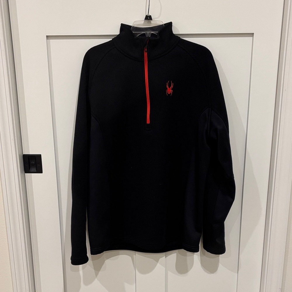 Spyder Men's Black and Red Zip-Up Sweater